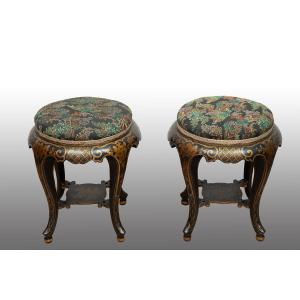 Coppia di sgabelli Napoleone III Francese 19secolo