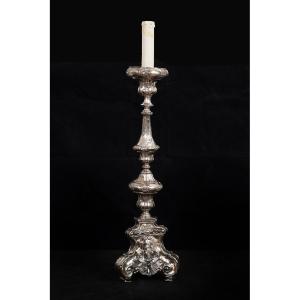 Candelabro antico in bronzo argentato 18secolo