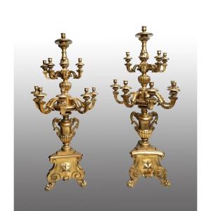 Coppia di candelabri antichi Napoletani 18secolo