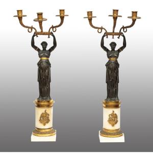 Coppia di Flambeaux Carlo X 19secolo