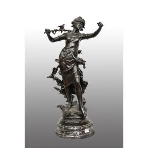 Scultura antica in bronzo patinato firmata "Louis Moreau"19secolo