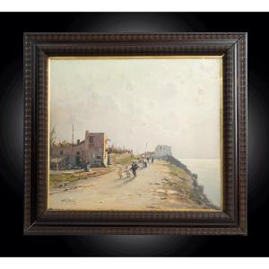 Dipinto antico olio su tela con cornice coeva firmato"Nicolas De Corsi 1882-1956" 