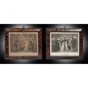 Coppia di Litografie antiche 19secolo.