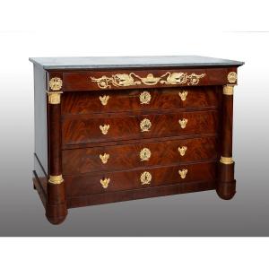 Antique French Empire Chest Of Drawers, Early 19th Century.