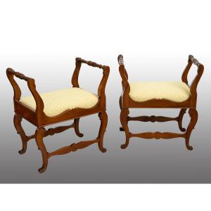 Coppia di sgabelli direttori lucchesi appartenente alla prima metà del XIX secolo.