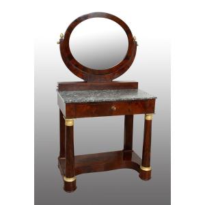 Toilettes antica in piuma di mogano con innesti di elementi in bronzo dorato 19secolo