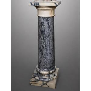 Colonna Impero Lombarda in Breccia Medicea e bianco Calacatta 19secolo