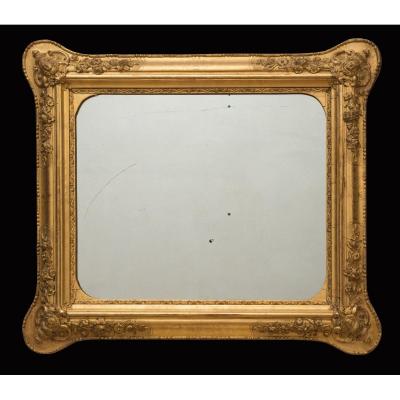Miroir Ancienne  d'époque Napoléon III En Bois Doré d'époque 19ème Siècle.