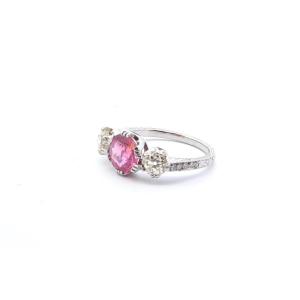 Pink Sapphire And Diamond Ring