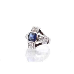 Art Deco Sapphire And Diamond Ring