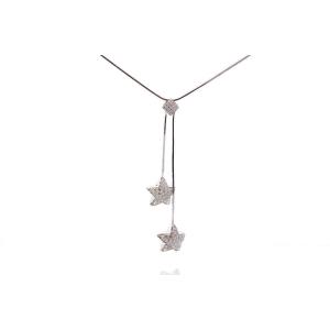 Diamond Star Necklace In 18k White Gold