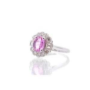 Pink Sapphire And Diamond Ring