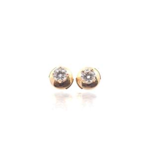 Yellow Gold And Diamond Stud Earrings