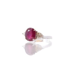 Ruby And Diamond Ring In 18k White Gold