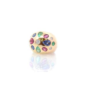 Tutti Frutti Ring Set With Precious Stones