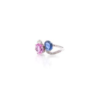 Vintage Toi Et Moi Sapphire And Diamond Ring In Platinum