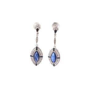 Art Deco Sapphire And Diamond Earrings