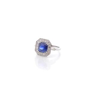 3.04ct Sapphire And Diamond Art Deco Ring