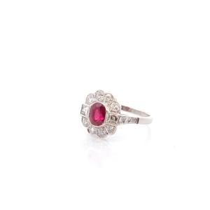 1.37ct Ruby And Diamond Ring In Platinum