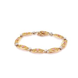 1900 Ruby And Diamond Gold Bracelet
