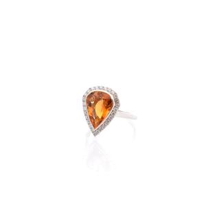 4.06ct Citrine And Diamond Ring