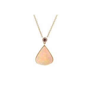 Opal And Brown Diamond Necklace In 18k Gold