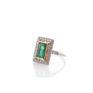 Art Deco Emerald And Diamond Ring