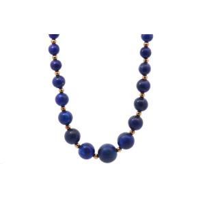 Lapis Lazuli And 18k Gold Pearl Necklace