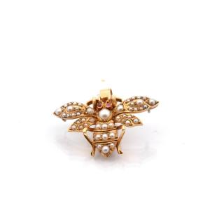 Antique Pendant With Fine Pearls And Rubies