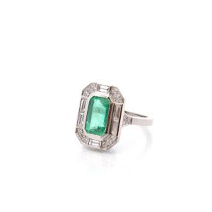 Vintage 2.81ct Emerald And Diamond Ring