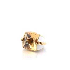 David Webb Citrine And Enamel Ring