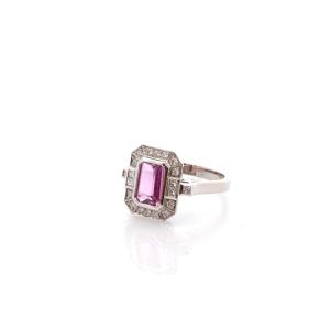 Vintage 1.57ct Pink Sapphire And Diamond Ring