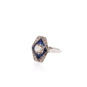 Art Deco Diamond And Sapphire Ring