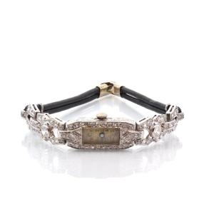 Art Deco Diamond Watch In 18k Gold