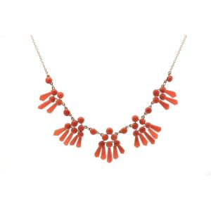 Vintage 18k Gold Coral Necklace