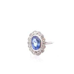 Vintage 4.09ct Sapphire And Diamond Ring