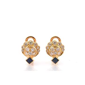 Sapphire And Diamond Earrings In Gold
