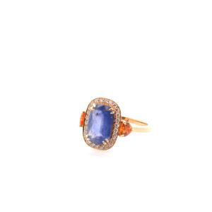 2.67ct Sapphire Ring With Orange Sapphires And Diamonds