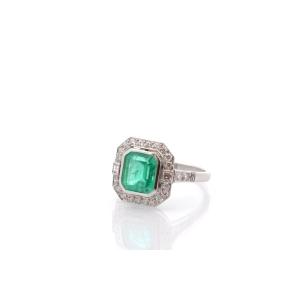 Art Deco Ring With A 1.93ct Emerald And Diamonds
