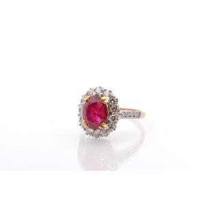 Vintage Ring With A 4.05ct Burmese Ruby And Diamonds