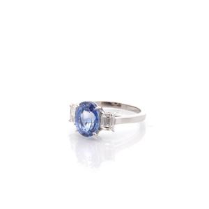 4.22ct Unheated Sapphire And Diamond Ring