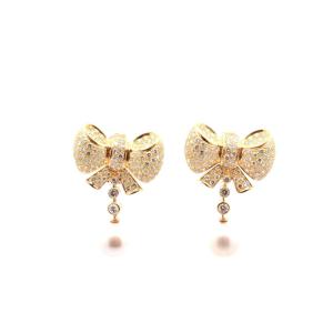 Diamond And Cultured Pearl Earrings