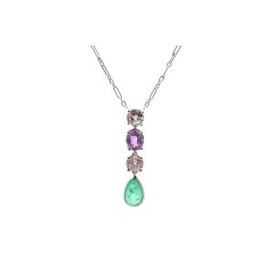 Emerald, Pink Sapphire And Diamond Necklace