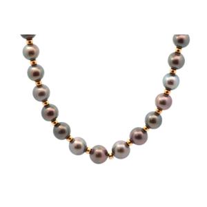Tahitian Cultured Pearl Necklace In Gold