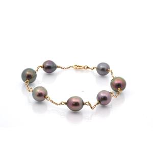 Tahitian Cultured Pearl Bracelet In 18k Gold