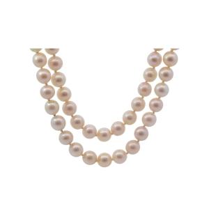 Cultured Pearl Necklace With A Gold And Diamond Clasp