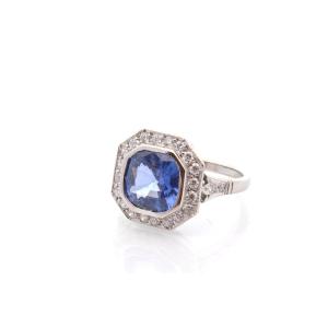 3.48ct Sapphire And Diamond Ring In Platinum