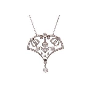 Antique 1900s Platinum Diamond Necklace