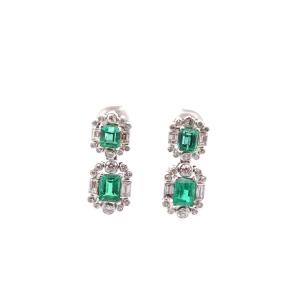 Art Deco Emerald And Diamond Earrings