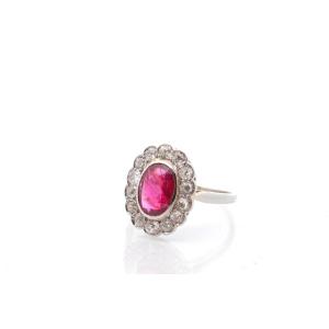 Antique Ring With Burmese Rubies And Diamonds
